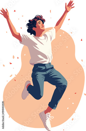 ragazzo uomo o donna che salta felice gioia improvvisa illustrazione vettoriale