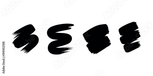 Black brush strokes on white background 1