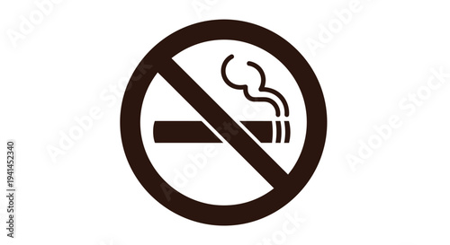 Simple vector graphic illustration of a universal no smoking prohibition sign for public areas