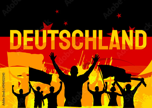 Deutschland football fans banner, vector illustration