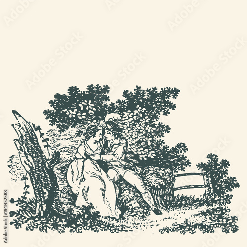 Farmer harvesting corn in rural field sketch hand drawn vintage illustration