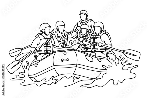 People Rafting in Inflatable Boat