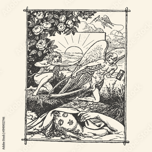 Vintage anatomical heart surgery medical illustration sketch drawing art print poster