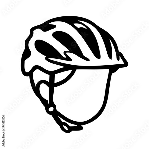 Logo club ciclista. Dibujo con líneas de la cabeza de un niño con casco ciclista. Icono equipo de protección de ciclismo 
