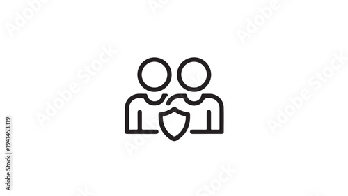 Two People Protecting Shield Icon For Security And Protection Concepts