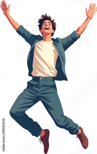 ragazzo uomo o donna che salta felice gioia improvvisa illustrazione vettoriale