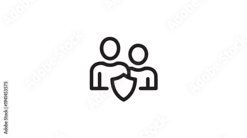 Two People Protected By Shield Icon For Security And Protection Concepts