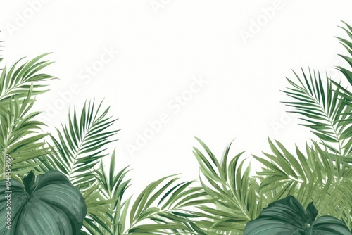 Palm leaves border outdoors nature plant.