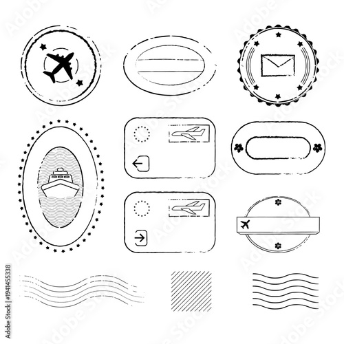 Vintage tavel and post stamps vector