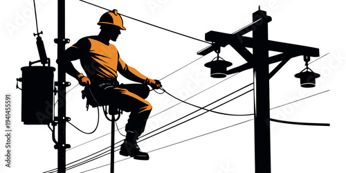 Power Grid Maestro: A skilled worker meticulously inspects the intricate web of power lines, embodying expertise and dedication within the energy sector.