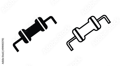 Two depictions of a bicycle brake caliper one filled and one outline
