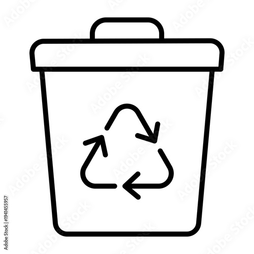 Trash Bin Icon. Wastebasket Garbage Container Line Vector Stock Illustration