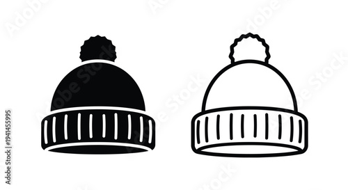 Two winter beanies one solid and one with a contrasting brim
