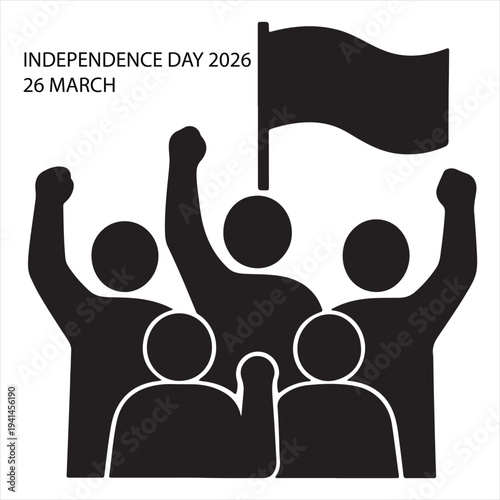 Independence Day celebration silhouette with raised fists and waving flag symbolizing unity patriotism and freedom 2026