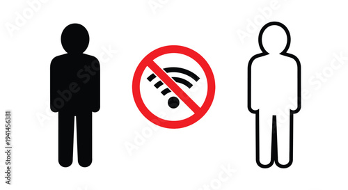 No wireless communication allowed between people indicated by a prohibition sign