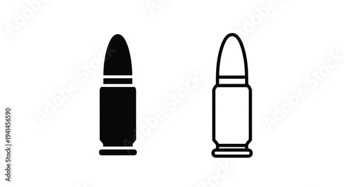Two bullet silhouettes one solid black and one outlined in white