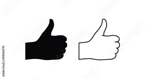 Two thumbs up icons one black one white representing positive affirmation