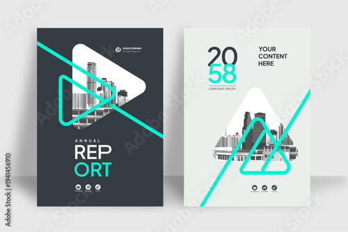Business Report Cover Template – Green Geometric Layout (A4)