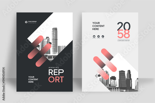 Business Report Cover Template – Pink Geometric Layout (A4)