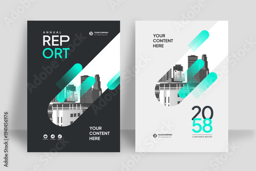Business Report Cover Template – Green Geometric Layout (A4)