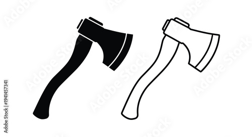 Two axes are depicted one solid black and one outlined in white