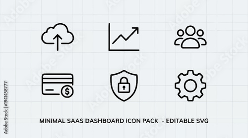 Minimal SaaS Dashboard Icon Pack with Editable SVG.