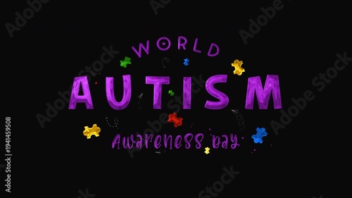 World autism awareness day poster with colorful puzzle pieces for raising awareness about autism spectrum disorders, suitable for social media.