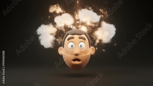 Animated man with surprised expressions.