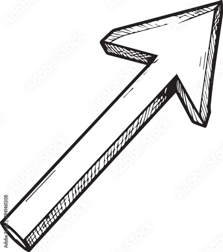 An hand-drawn arrow pointing towards the upper right, symbolizing direction, progress, and growth.