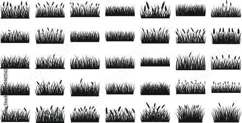 Collection of various grass silhouettes for design use