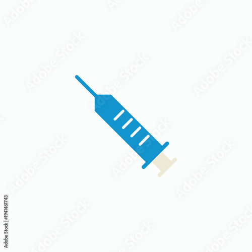 Blue syringe icon in flat design style isolated on white background. Medical injection vector for healthcare and vaccination concept