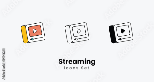 Streaming icons vector set stock illustration