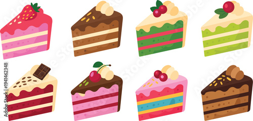 Minimalist smooth line art vector of coffee mug and sliced cake on saucer for morning breakfast concept