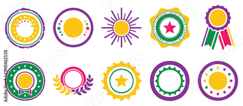 Mexican badge emblem collection festive circle label decorative seal vector set