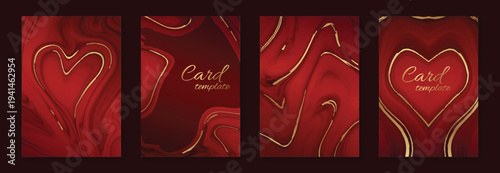Luxury abstract red backgrounds with gold. Wedding invitations, St. Valentine's day greeting cards, rsvp templates.