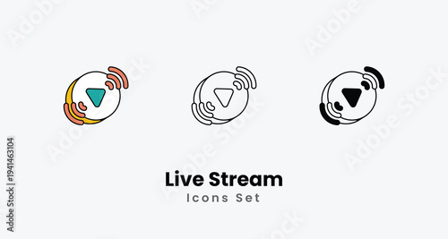 Live Stream icons vector set stock illustration