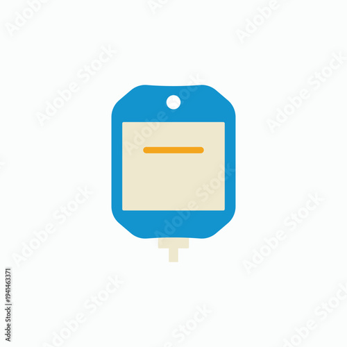 IV bag icon in flat design style isolated on white background. Medical intravenous saline or blood bag vector for hospital and healthcare treatment