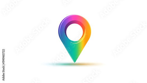 Modern Rainbow Gradient Map Pin Icon Isolated on White Background, Colorful Location Marker for Navigation Apps
