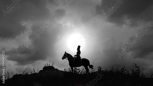 Ancient Persian King on Horse at Sunrise