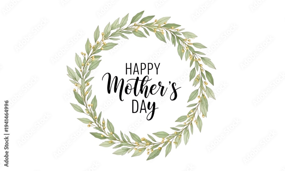 Obraz premium Mother's Day wreath with 'Happy Mother's Day' text