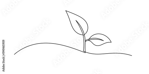 line art love the environment by planting. continuous line art of plants. vector illustration of a green leaf