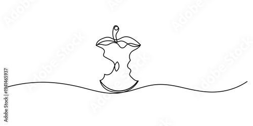 continuous line of the remaining apple that has been eaten