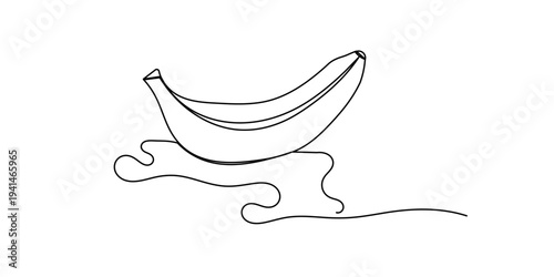 Continuous line drawing banana  vector sketch of a banana