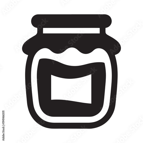 Simple black and white illustration of a jar filled with a substance