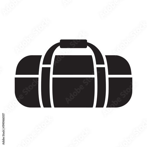 Simple black silhouette of a duffel bag a common travel accessory