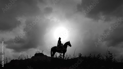 Medieval Middle Eastern Arabic Sultan on Horse at Sunrise