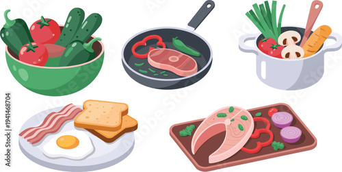 Collection of various colorful water buckets and pails in different shapes and styles for cleaning tasks