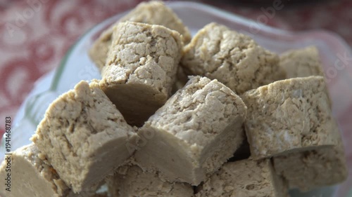 Sunflower seed halva. Oriental sweets. Food closeup