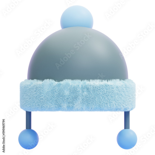 Cozy winter hat with fluffy trim and pom-pom in a delightful 3D design perfect for cold weather style