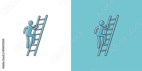 Person climbing a ladder, symbolizing personal growth, career advancement, and the journey toward achieving goals and overcoming challenges